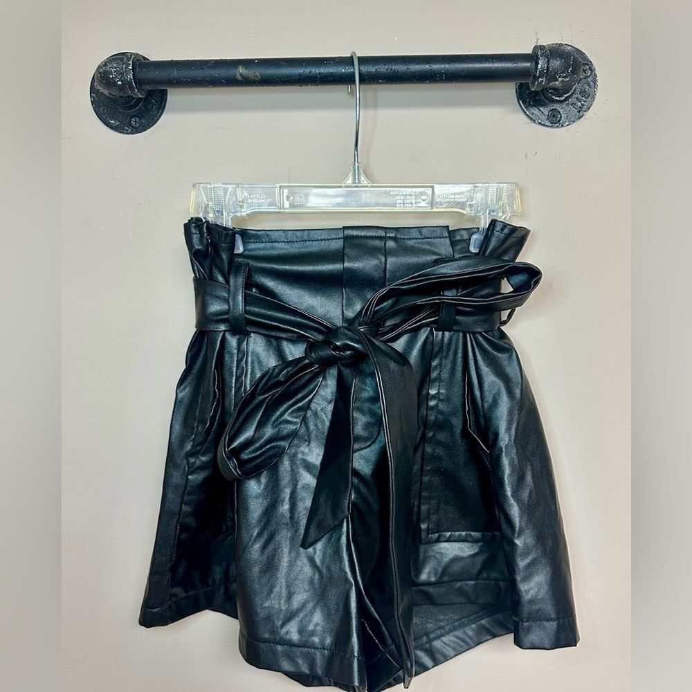 SHEIN Black Faux Leather Shorts